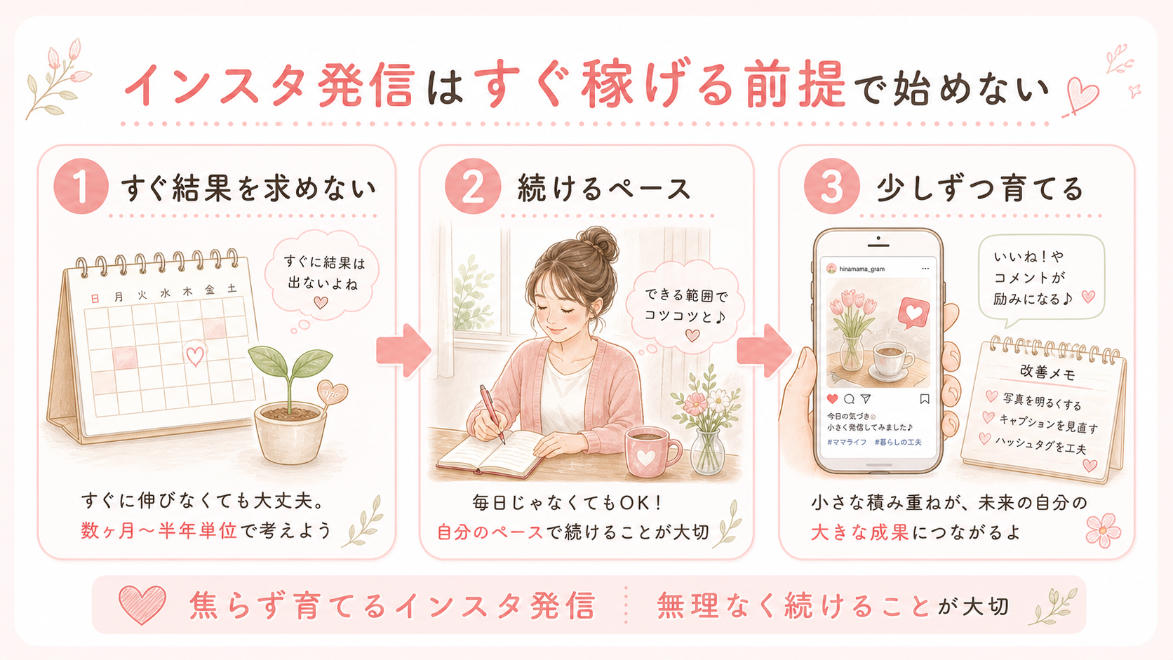 インスタ発信はすぐ稼げる前提で始めない水彩図解